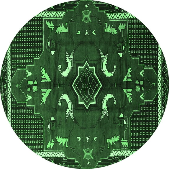 Ahgly Company Indoor Round Persian Emerald Green Traditional Area Rugs, 8' Round