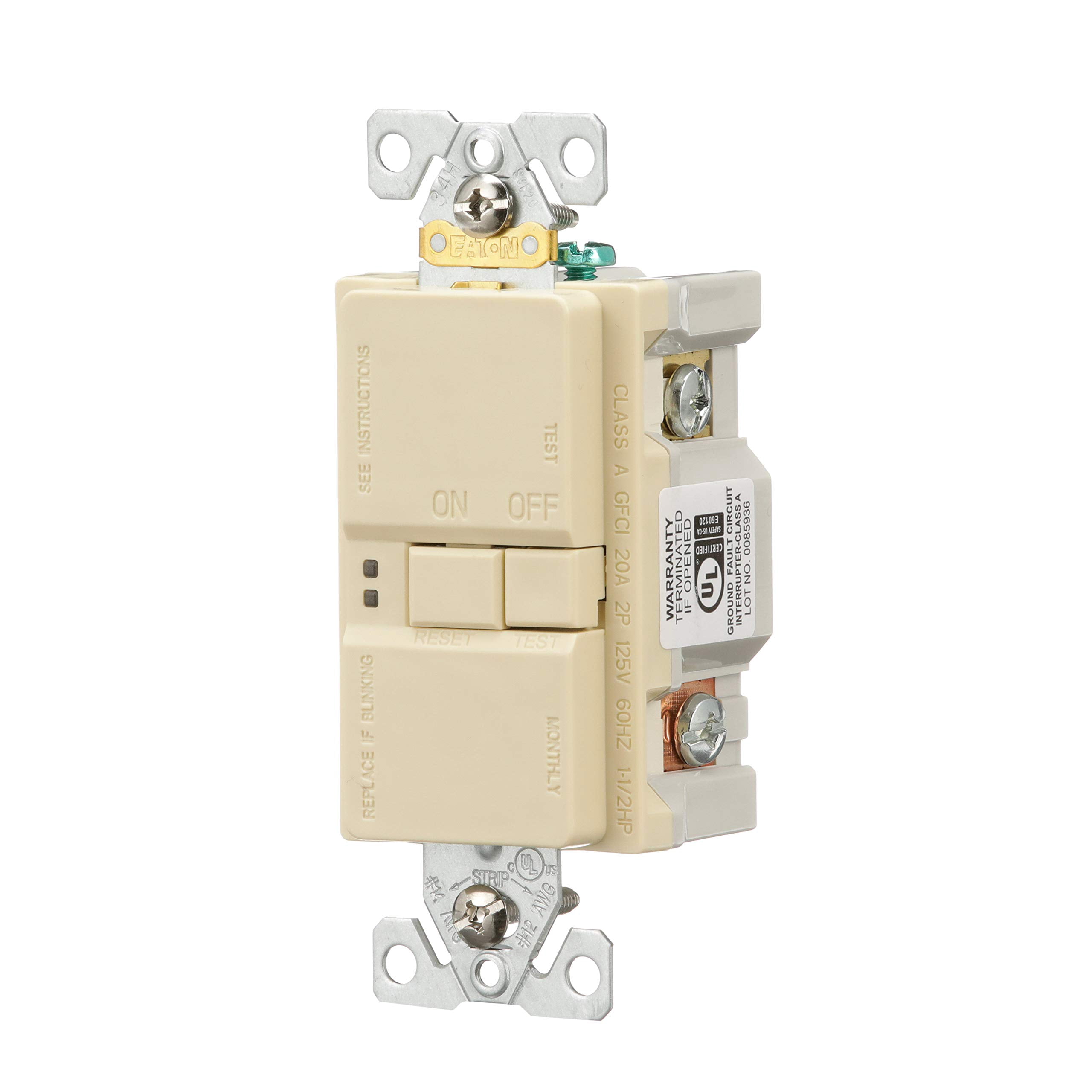 Eaton Self-Test GFCI Blank Face Deadfront Outlet 20A SGFD20V