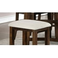 thumbnail image 3 of Rustic Oak Set of 2pcs Counter Height Stools Dining Room Furniture Beige Fabric Cushion Seat Solid wood, 3 of 4