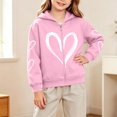 thumbnail image 2 of NAISIBABY Girls' Zip-Up Hoodie, Heart Print Long Sleeve Loose Fit Causal Sweatshirt Size 4T, 2 of 6