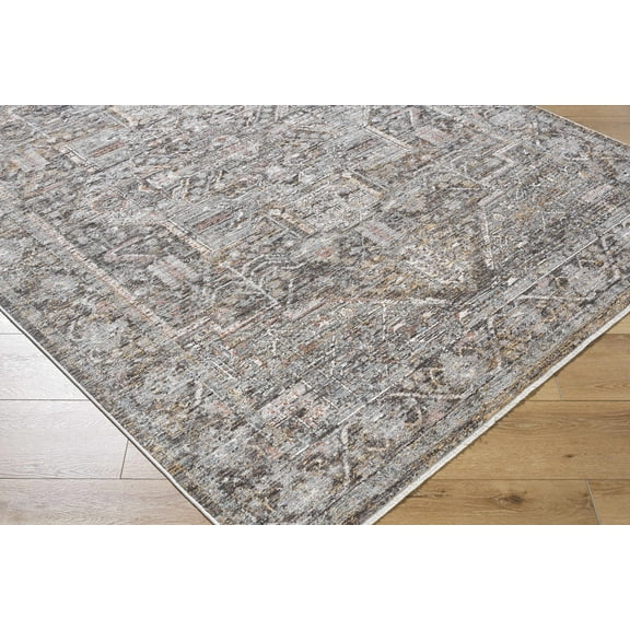 Hauteloom Clovia Living Room, Bedroom Area Rug - Traditional - Black, Gray, Medium Brown - 5'3" x 7'