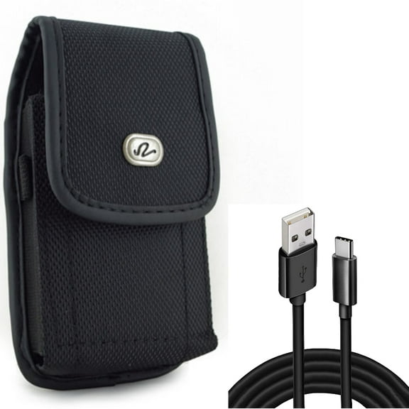 For Galaxy A54 /A53 /A33 - Case Belt Clip w 10ft USB Cable, Rugged Holster Canvas, Type-C Charger Cord Power for Samsung Galaxy A54 /A53 /A33 5G