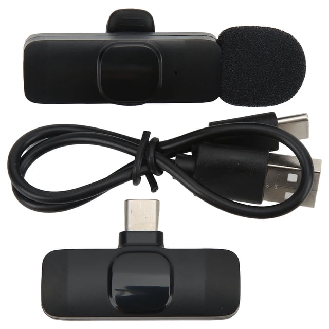 Lavalier Microphone, Clear Sound Automatic Pairing Wireless Lavalier Microphone Strong Anti Interference For Tablets For Mobile Phones For Computers Type C Interface