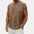 thumbnail image 2 of ADSSDQ Mens Cotton Sleeveless Tank Tops Cut Off Muscle Gym T Shirts Running Beach Loose Fit Tees Basic Workout Tops Light Brown S, 2 of 5