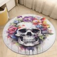 thumbnail image 5 of Colorful Flower Skull Round Rugs -Washable Non-Slip Small Round Area Rug Throw Soft Circle Rugs for Bedroom, Modern Print Indoor Carpet for Entryway Sofa Living Room, 5 of 7