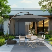 GRANDPATIO Patio Umbrellas 9x12 FT Rectangular Offset Umbrella, Large Patio Cantilever Umbrella with Base Aluminum Outdoor Umbrella for Garden Poolside, Charcoal