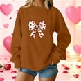 thumbnail image 1 of Xuyuer Valentine's Day Women's Bow Lover Heart Print Round Neck Loose Hoodie Long Sleeve Top, Cute Casual Pullover for Valentine's Day Gifts, Date Nights and Everyday Cozy Wear, 1 of 5
