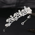 thumbnail image 4 of Zhuge Tiara de boda para novia, diadema de princesa, corona de novia, joyería para el cabello con diamantes de imitación de cristal, decoración para novia, cumpleaños, graduación, boda (plateada), 4 of 5