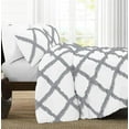 thumbnail image 2 of Dual Tone Diamond Ruffle Duvet Cover 5 Piece Set with Zipper, 400 Thread Count & 100% Egyptian Cotton and Quilts Protector with Pillowcases - White & Light Grey Solid, Super King Plus Size., 2 of 5