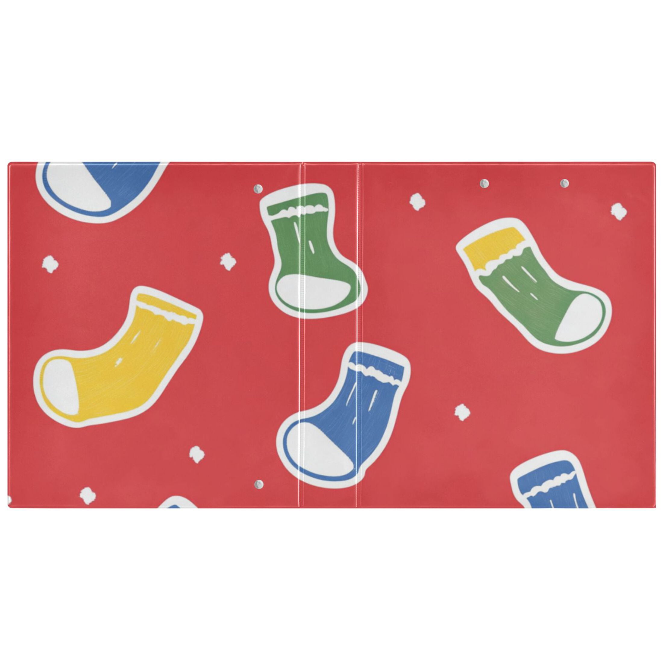 Christmas Colorful Socks 3 Ring Binders 1.5 inch Hardcover File Folders with Interior Pockets A4 Size Organizer for School Office Hospital