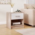thumbnail image 4 of Costway Modern Nightstand Bedside Table with Drawer Open Storage Shelf for Small Spaces Oak&White, 4 of 10