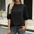thumbnail image 4 of Htigea 3/4 Sleeve Tops for Women Back Tie Casual T-Shirts Summer Loose Fit Tees Dressy Work Office Blouse Black S, 4 of 9