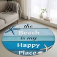 thumbnail image 2 of Blue Ombre Coastal Large Area Rugs for Bedroom Living Room, Soft Non Slip Carpet Bedside Rug, Nautical Starfish Shell Summer Beach Round Floor Cover Kitchen Accent Rug 3' for Dining Room/Office, 2 of 9