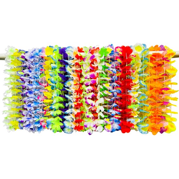 24 Piezas Guirnaldas Flores La Fiesta Hawaiiana Collar Corona Colo (camo) Rojo