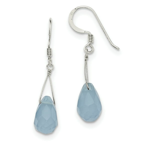Sterling Silver Blue Quartz Crystal Earrings QE2552