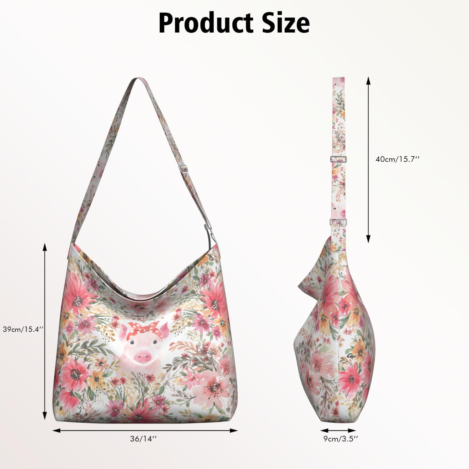 Romantic Watercolor Rose Crossbody | Large Capacity Shoulder Bag | Multi-Pocket Organization