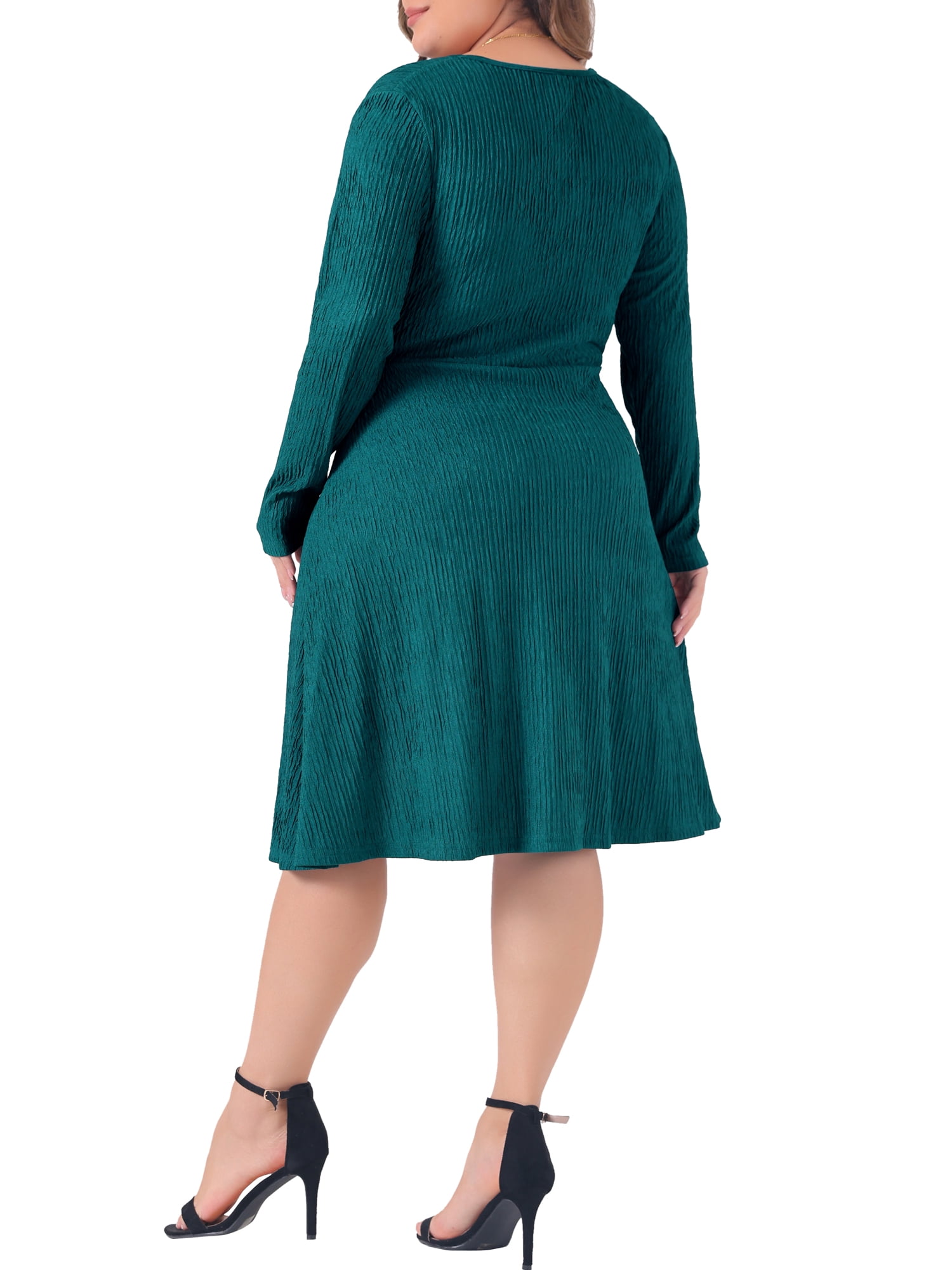 DARING DIVA Plus Size Long Sleeve V Neck Criss Cross Midi Sweater Dress 2X Green