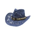 thumbnail image 3 of Beach Hat , Sun Hats for Women Packable , Summer Hats for Women Beach Stylish Summer Western Cowboy Hat for Women and Men Breathable Shapeable Straw Sun Hat with Hollow Design, 3 of 3