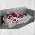 thumbnail image 6 of 60th Birthday Soft Flannel Fleece Throw Blanket, Hot Party Theme with Lipstick Mark Kiss Me I am 60 Words Image Illustration, Cozy Plush for Indoor and Outdoor Use, 50" x 60", Black Red, by Ambesonne, 6 of 6