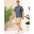 thumbnail image 4 of Camisa hawaiana de verano Lars Amadeus para hombre manga corta con botones a rayas Azul negro L, 4 of 6