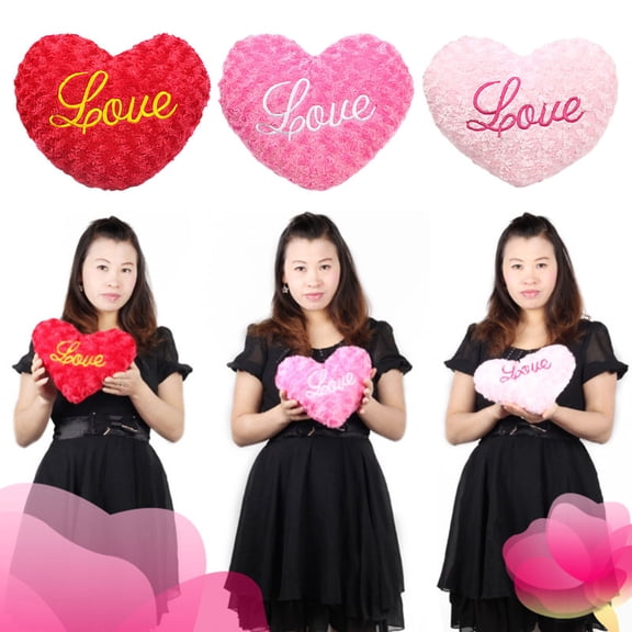 Plush Love Heart Pillow Soft Romantic Heart Shaped Throw Sleeping Cushion Stuffed Toy Sofa Couch Bed Decoration Valentine's Day Girlfriend Gift