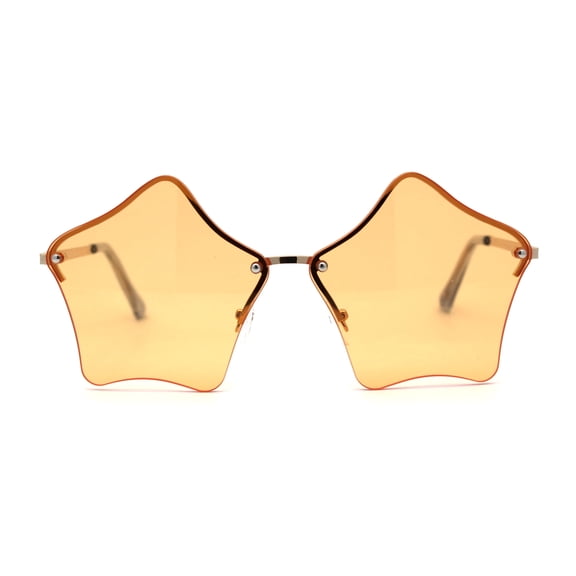 Womens Rimless Star Shape Hippie Groove Pimp Sunglasses Orange