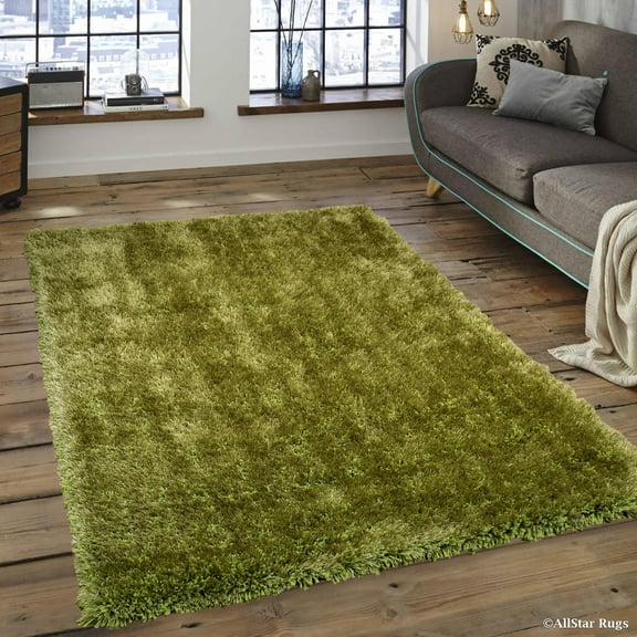 Allstar Lime Green High Density and High Quality High End Shaggy Area Rug. Very Soft Extra comfort (3' 8" x 5' 1")