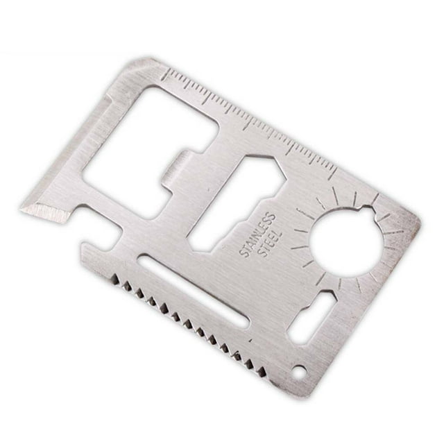 Outil de Coupe de Survie en Acier Inoxydable 11-en-1 Multi-Usage pour Cartes de Voyage Camping Climatisation Urgence