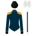thumbnail image 4 of TiaoBug Womens Circus Jacket Coat Magic Show Outerwear Party Cosplay Costume with Accessories Set Dark Blue L, 4 of 7