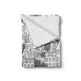 thumbnail image 2 of Urban Soft Flannel Fleece Blanket, Modern Illustration of Dutch Style European Houses Buildings Busy Urban Life Sketch, Cozy Plush for Indoor and Outdoor Use, 50" x 70", Black White, by Ambesonne, 2 of 6