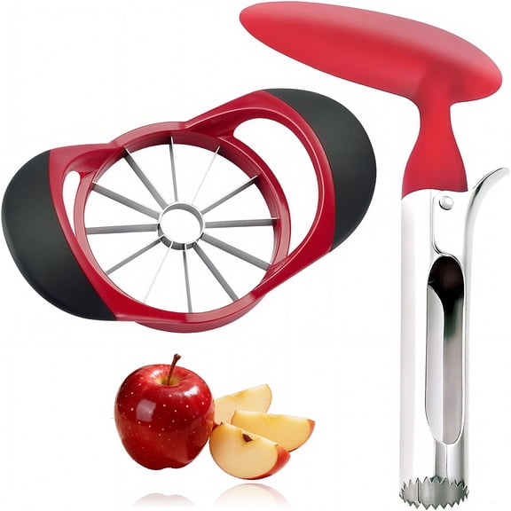 RYLZX Premium Apple Corer and Slicer Tool, Sturdy Apple Core Remover with Upgraded Cutter & Reinforced Thicker Blade, Stainless Steel Kitchen Fruit Gadget-(Red)