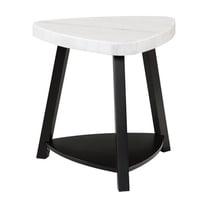 Bowery Hill Modern White Marble Top End Table in White Marble