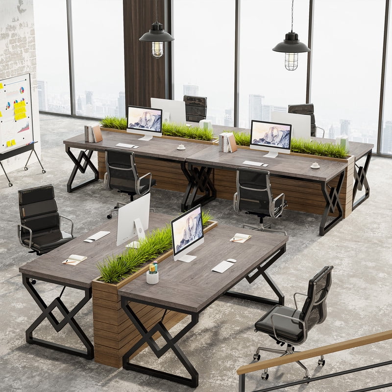 Tribesigns 63 Inch Computer Desk, Large Executive Desk with Thicker Frame, Modern Simple Computer Desk for Home Office, Gray