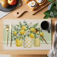 thumbnail image 2 of Summer Fruit Placemats Set of 2, Watercolor Lemon Flowers Green Eucalyptus Leaf Linen Texture Non-Slip Place Mats Washable Table Mats for Kitchen Dining Table Decorations Indoor/Outdoor, 2 of 9