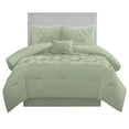 thumbnail image 4 of 5 Piece New Half Pinch Pleated Pattern Comforter Set, 800 TC, 100% Egyptian Cotton, Twin/Twin XL Size Light Sage Solid, 4 of 6