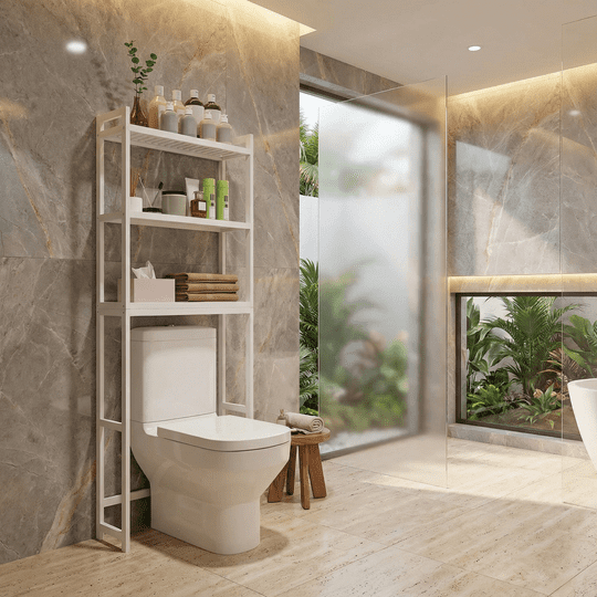 Aiho 3-Shelf Over the Toilet Space Saver，Over the Toliet Storage Cabinet for Bathroom, Lavatory, Laundry - White