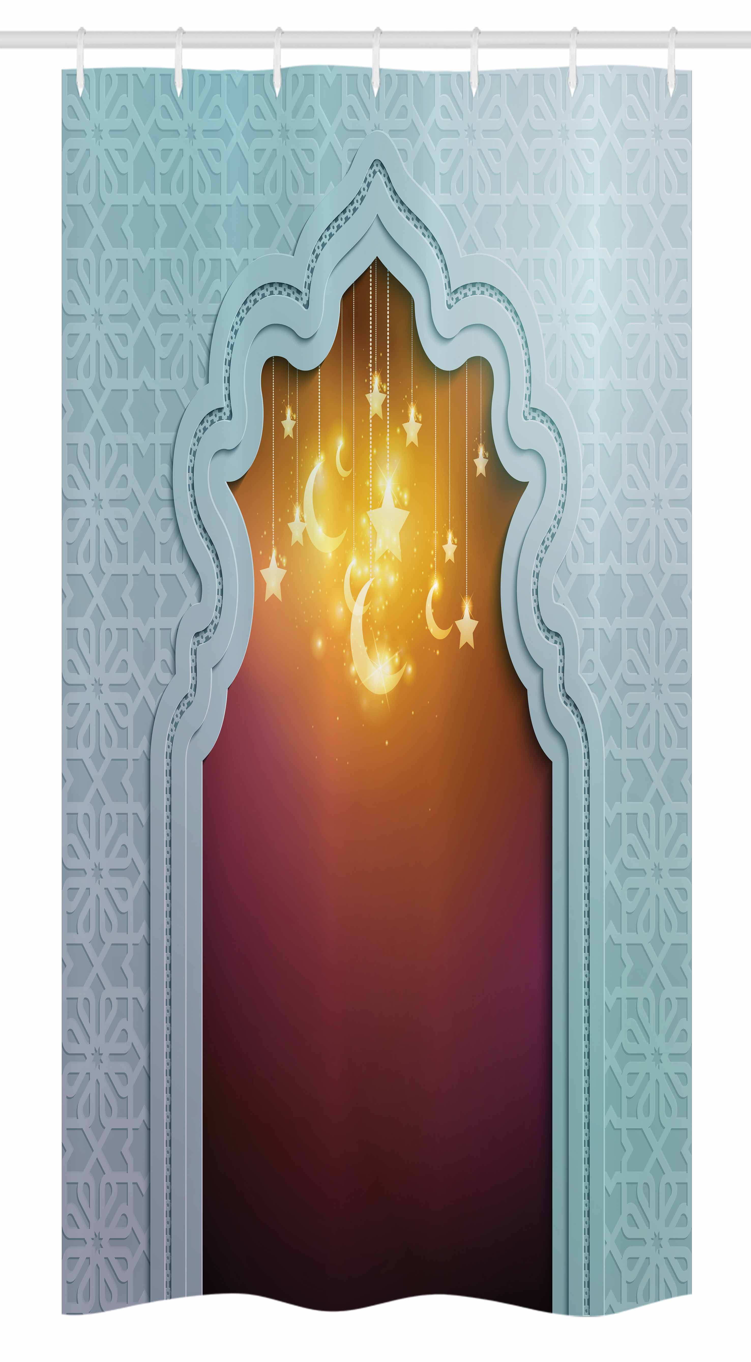 Moroccan Stall Shower Curtain, Mosque Door with Star and Moon Art Arabic Words... by Kozmos