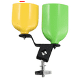 thumbnail image 2 of Double Cowbell Bell Music Drum Cowbell High Low Sound Knocker Drum Percussion Instrument Part Accessories Green+Yellow plastic+metal green & yellow,1 x Cowbell, 2 of 9