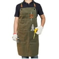 thumbnail image 4 of Work Apron Premium Canvas with Large Pockets - Ideal for Chefs, Mechanics, Carpenters, and Barbecue Enthusiasts - Unisex Design Makes a Great Gift (Grey green）, 4 of 7