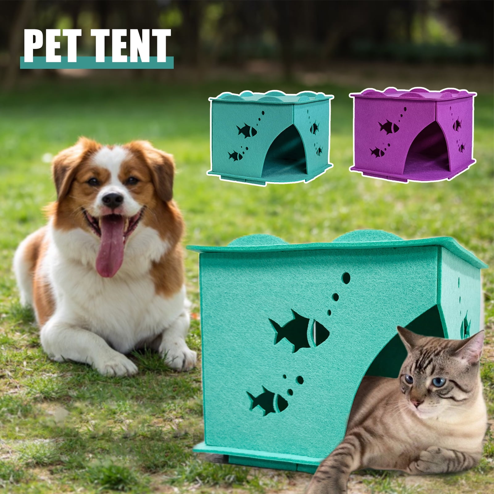 Visland Cat Bed, Cat Houses for Indoor Cats Without,SemiEnclosed