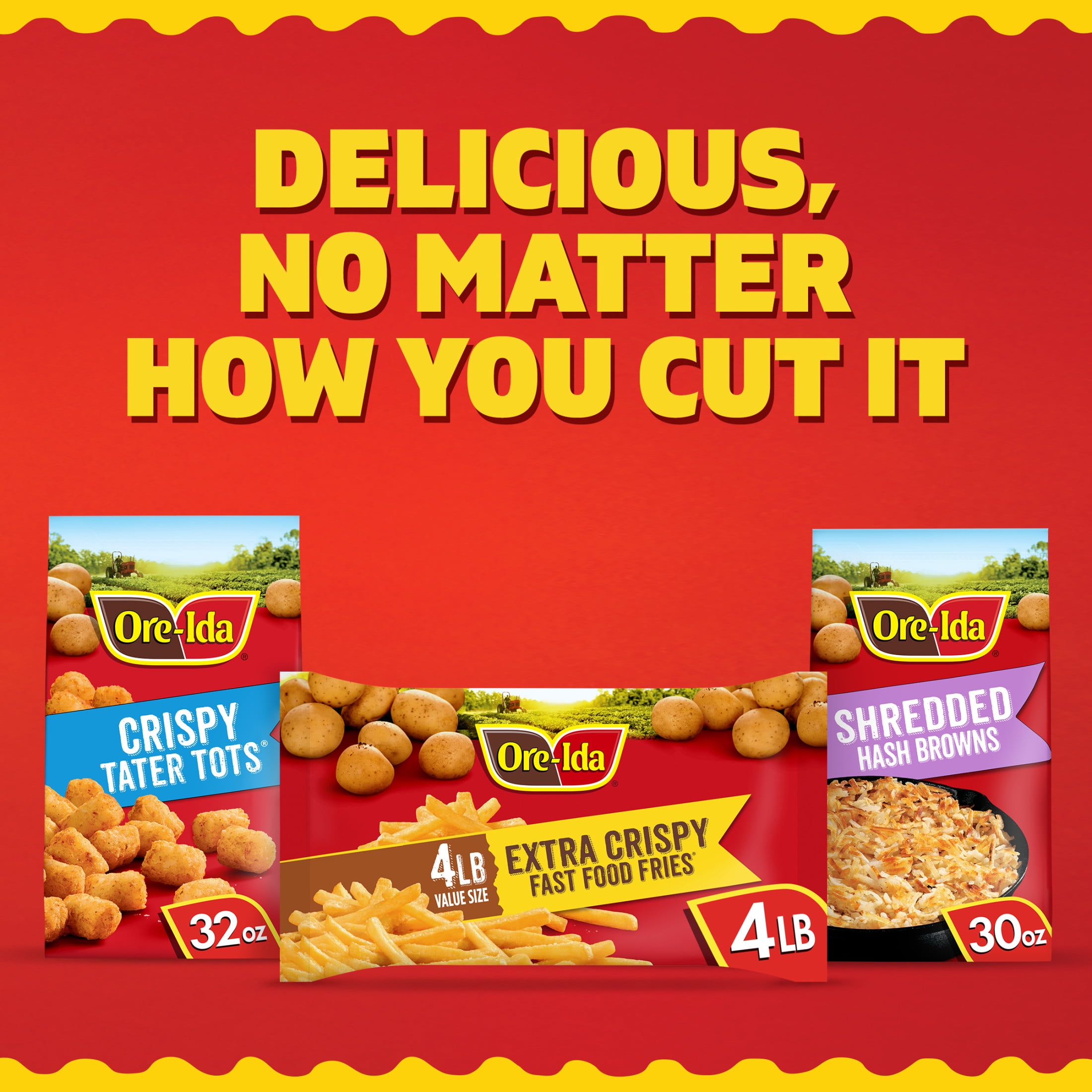 Ore-Ida Extra Crispy Fast Food Fries French Fried Frozen Potatoes, 1 Value Size Bag, for Easy Snacks and Dinner Sides, Gluten-Free, 4 lb