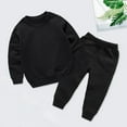 thumbnail image 2 of WUANDIXFA Toddler Baby Boy Girl Clothes Solid Tshirt Long Sleeve Top Pants 2PCS Summer Baby Outfit Set Sweatsuit (Black, 11-12 Years), 2 of 6