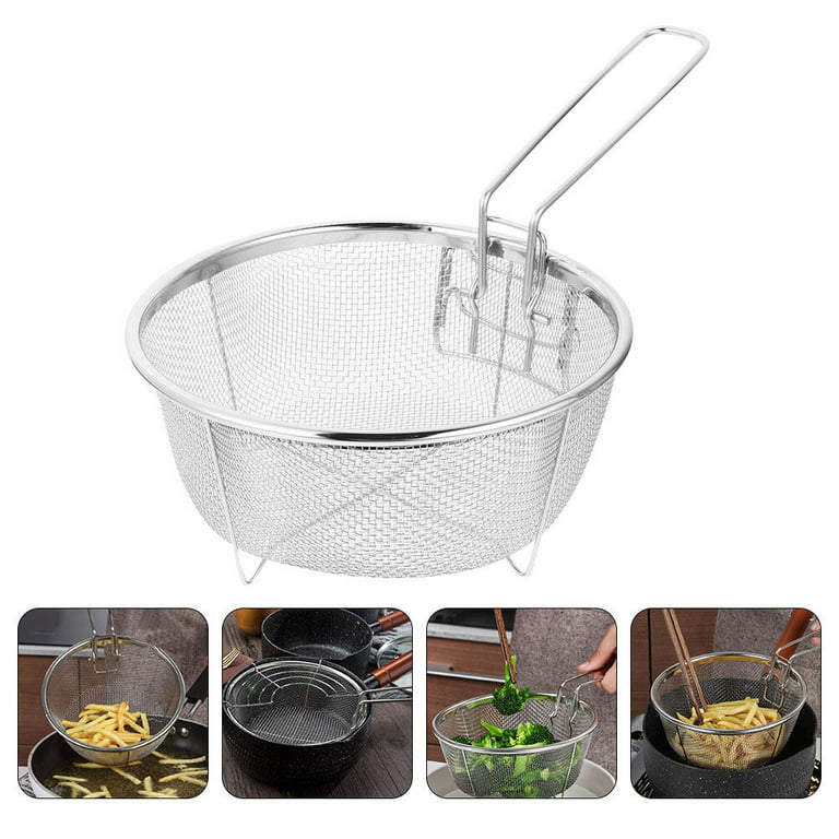 8369-4 Fry Basket with Lid and Dividers, Blue Handle, 10 Slot, 12-1/2 x  6-1/8 x 4