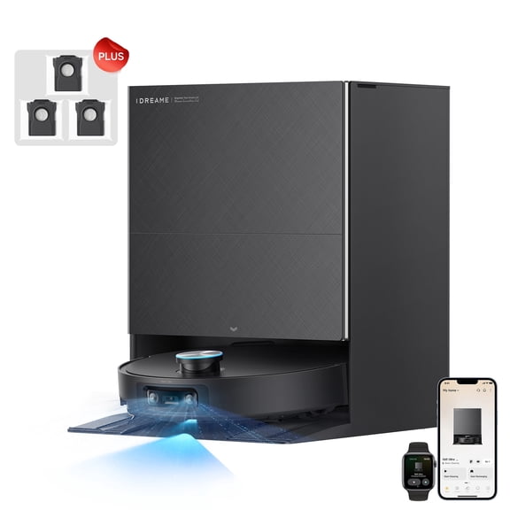 DREAME X60 Ultra Kit Robot Vacuum and Mop,35000Pa Suction, 100% Detangling,3.13in Ultra-Thin Design, 3.47in Obstacle Clearing, Self Emptying&Refilling, Mop Self-Cleaning, Obstacle Avoidance, Blac