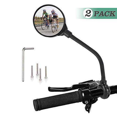 2 pack 360°Rotate Bicycle Bike Cycling Handlebar Rear View Mirror Rectangle Back 