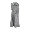 thumbnail image 1 of Michael Kors Robe-Chemise Ceinturée en Popeline Vichy Noire / Optique Blanche pour Femme - 10, 1 of 2