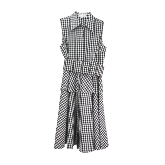 Michael Kors Women's Black / Optic White Gingham Poplin Belted Shirtdress Dress - 10