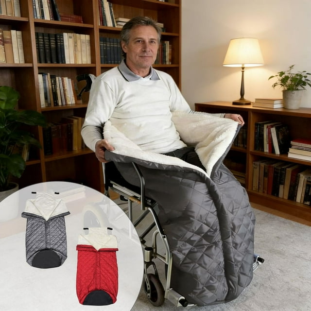 Manta Térmica De Poliéster 1 Pieza manta cálida para silla de ruedas 51,18x25,59" Manta engrosada medio cubierta para cuidado de ancianos en invierno JASKFLY