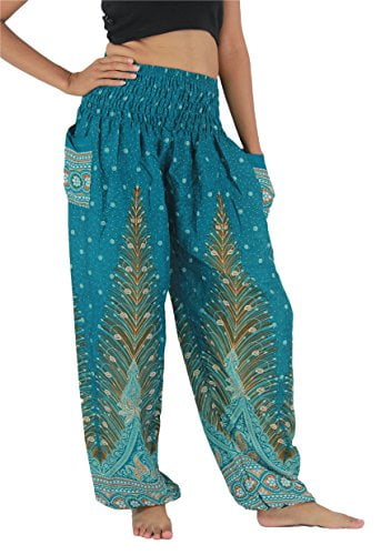 NaLuck Women's Boho Hippie floral paisley Baggy Jumpsuit Rayon Smocked ...