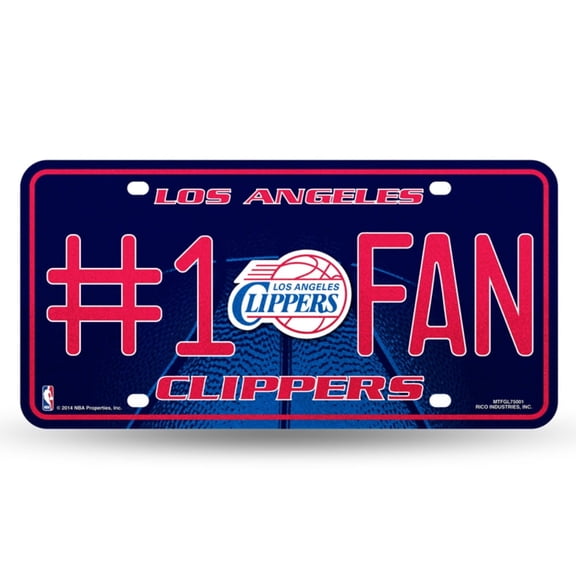 Los Angeles Basketball Clippers #1 Fan Sparkly Glitter Look License Plate Tag - Number One! Let's Go! It's all about the Bling!